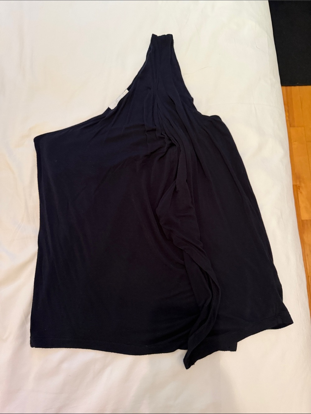 7 For All Mankind One-Shoulder Navy Blue Sleeveless Top - Picture 1 of 5